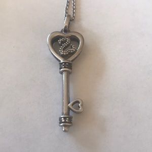 Silver Open Heart Key Necklace by Jane Seymore